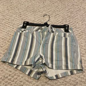 So striped jean shorts
